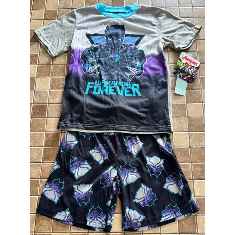 Boys Marvel Black Panther Pajama Set S Gray Black